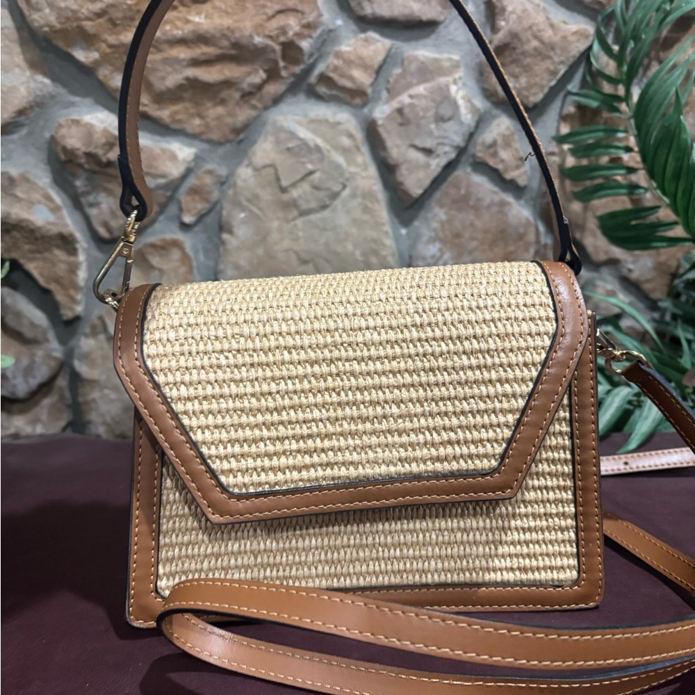 ROBERTA ROSSI leather and raffia bag
